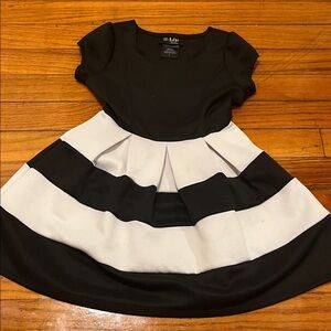 Chic Black and White Striped Kids Formal Dress